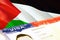 Palestine immigration document close up. Passport visa on Palestine flag. Palestine visitor visa in passport,3D rendering.