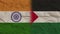 Palestine and India Flags Together, Crumpled Paper Effect 3D Illustration