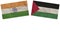 Palestine and India Flags Together Paper Texture Illustration