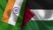 Palestine and India Realistic Flag â€“ Fabric Texture Illustration