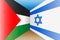 Palestine and Israel flags facing, illustration