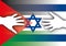 Palestine and israel flags with hands