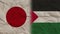 Palestine and Japan Flags Together, Crumpled Paper Effect 3D Illustration