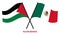 Palestine and Mexico Flags Crossed And Waving Flat Style. Official Proportion. Correct Colors