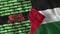 Palestine Realistic Flag with Cyber Attack Titles Illustration