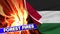 Palestine Realistic Flag with Forest Fires Title Fabric Texture Illustration