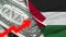 Palestine Realistic Flag, Usa Dollar, Rising Zigzag Red Arrow