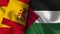 Palestine and Spain Realistic Flag â€“ Fabric Texture Illustration