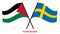 Palestine and Sweden Flags Crossed And Waving Flat Style. Official Proportion. Correct Colors