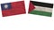 Palestine and Taiwan Flags Together Paper Texture Illustration