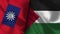 Palestine and Taiwan Realistic Flag â€“ Fabric Texture Illustration