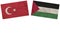 Palestine and Turkey Flags Together Paper Texture Illustration