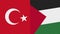 Palestine and Turkey Two Half Flags Together