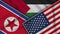 Palestine United States of America North Korea Flags Together Fabric Texture Illustration