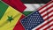 Palestine United States of America Senegal Flags Together Fabric Texture Illustration