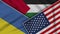 Palestine United States of America Ukraine Flags Together Fabric Texture Illustration