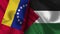 Palestine and Venezuela Realistic Flag â€“ Fabric Texture Illustration