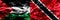 Palestine vs Trinidad and Tobago smoke flags placed side by side. Thick colored silky smoke flags of Palestinian and Trinidad and