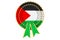 Palestinian flag painted on the award ribbon rosette. 3D rendering