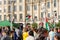 Palestinian flags over the German city