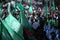 Palestinian Hamas supporters take part protest against Israel`s plan to annex parts of the occupied West Bank, in Khan Yunis in th