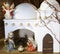 Palestinian nativity scene with holy family set in the middle ea