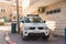 Palestinian police jeep standing on the street in Bayt Sahour, a suburb of Bethlehem. in Palestine