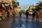 Palestinian security forces patrol an empty street during a total closure on Friday and Saturday to prevent an outbreak of the Cor