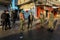 Palestinian security forces patrol an empty street during a total closure on Friday and Saturday to prevent an outbreak of the Cor