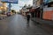 Palestinian security forces patrol an empty street during a total closure on Friday and Saturday to prevent an outbreak of the Cor