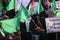 Palestinian women loyal to Hamas take part in a protest against Israel`s plan to annex parts of the Israeli-occupied West Bank