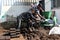 Palestinians make molds from olive pomace that is obtained from the olive oil extraction process and used as an energy source