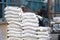 Palestinians receive their food rations from United Nations Relief and Works Agency UNRWA