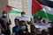 Palestinians stage a protest against the normalization deal between Bahrain-United Arab Emirates` UAE and Israel