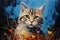 palette knife textured painting cat adorable kitty cute animal beautiful cat