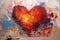 palette knife textured painting heart love heart