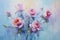 palette knife textured painting roses with heart