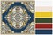 Palette of six colors swatches picked from an ethnic carpet