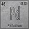 Palladium chemical element, Sign with atomic number and atomic weight