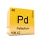 Palladium chemical element symbol from periodic table