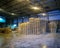 Pallet racks inside a cement plant. Loading shop of cement plant