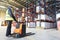 Pallet stacker truck at warehouse