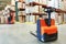 Pallet stacker truck at warehouse