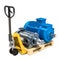 Pallet truck with centrifugal pump and electric motor. 3D render