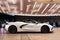 Palm Beach, Florida USA - March 22, 2021: white Chevrolet Chevy Corvette. side view.