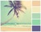 Palm on a beach with palette color swatches