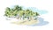 Palm beach vector sketch landscape line illustration skyline