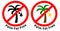 Palm Fat Free - no palm oil used sign, red crossed black palm