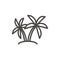 Palm icon vector. Outline island tree, line palm symbol.