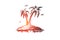 Palm, island, tree, summer, beach concept. Hand drawn isolated vector.
